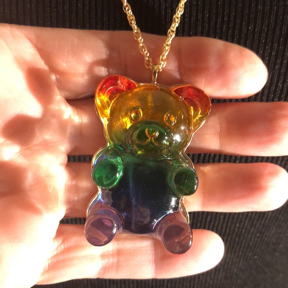 Sparkly Large Gummy Bear Slider Chain Long “Betsey Johnson” Necklace!!! 🐻 🐻 - Picture 14 of 17